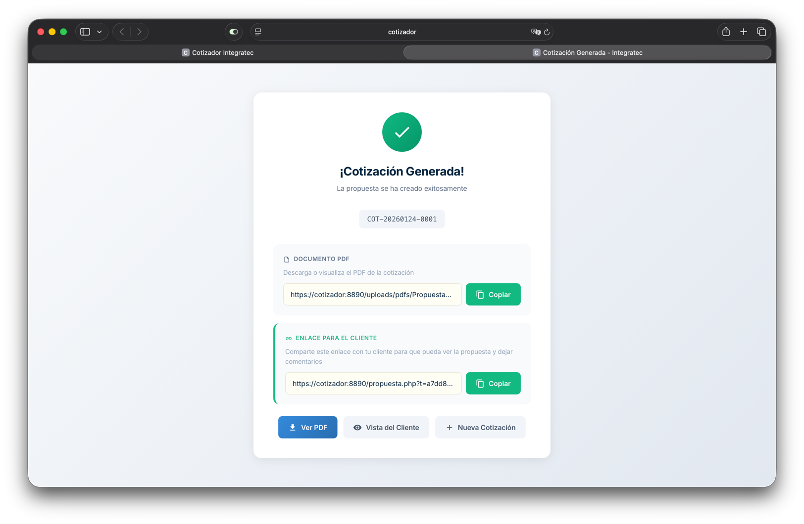 Cotización Generada